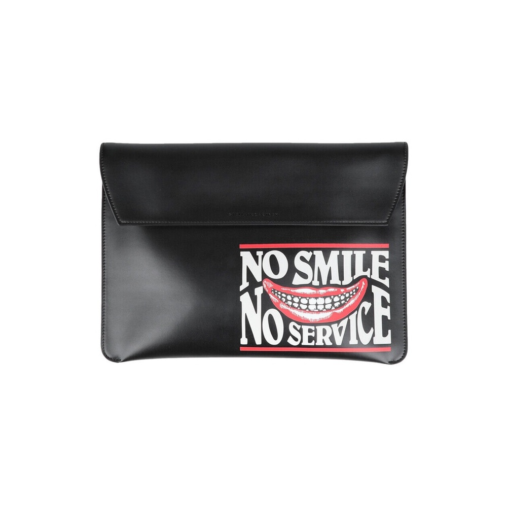 NEW STELLA McCARTNEY Eco Leather Flap Clutch Bag Large 'NO SMILE NO SERVICE'